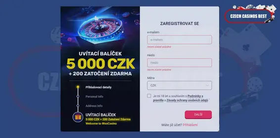 proces přihlášení kasina woo